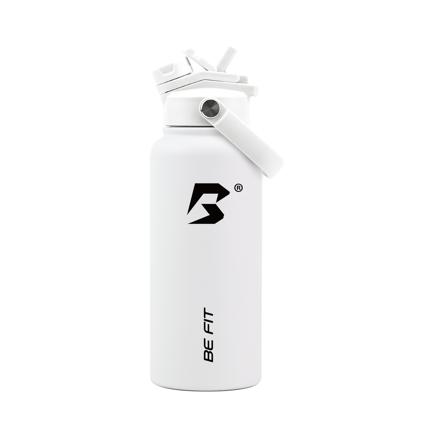 RVS drinkfles 1 liter in pure white van Be Fit