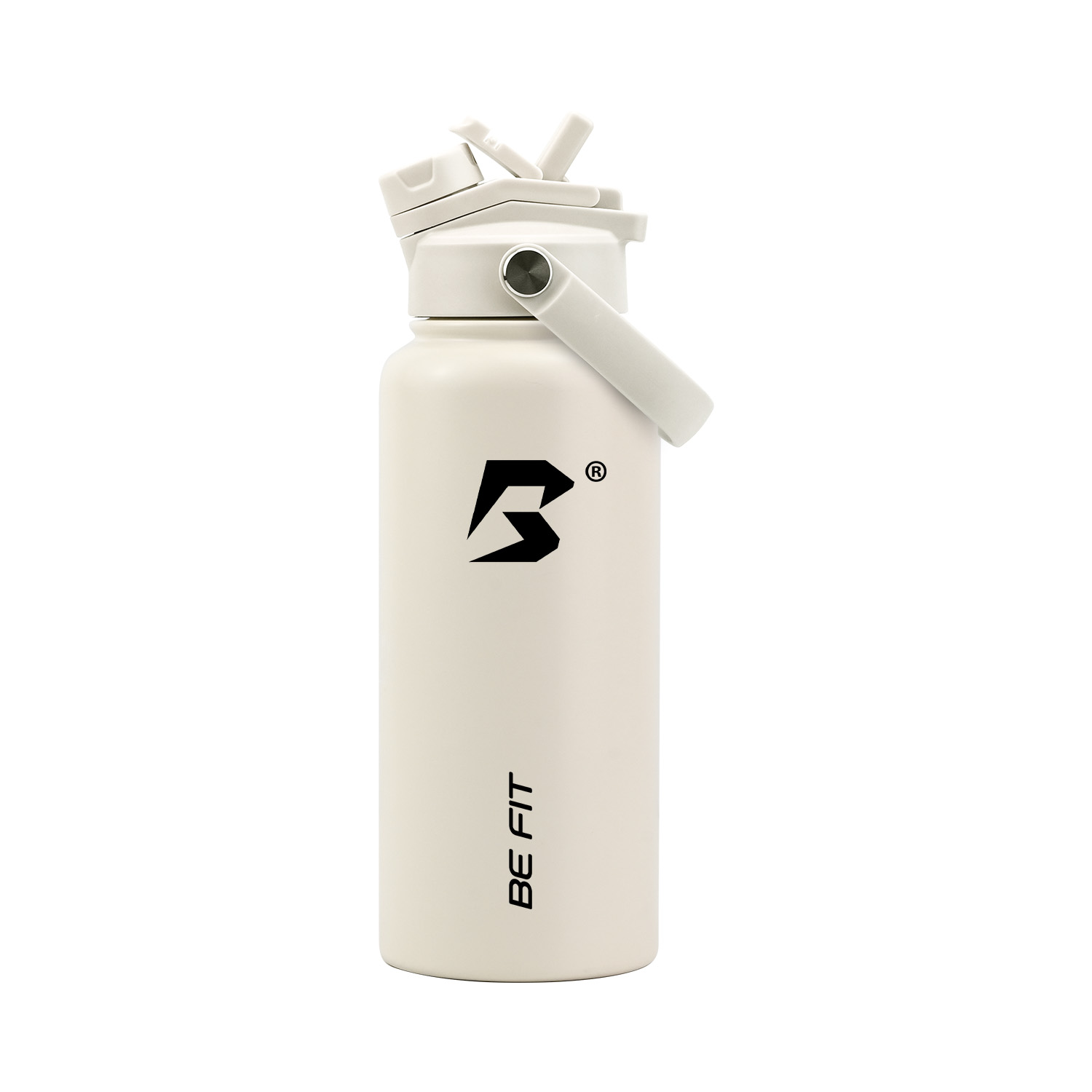 RVS drinkfles 1 liter in warm white van Be Fit