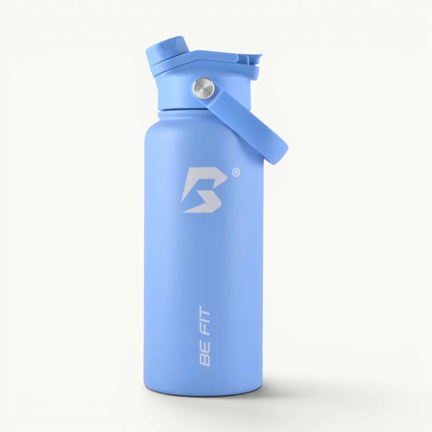 Grote blauwe drinkfles 1 liter van Be Fit; drinkflessen bedrukken bedrijven.