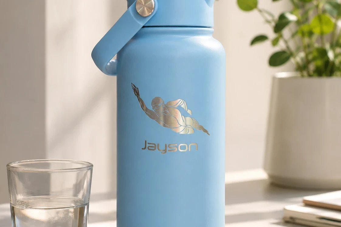 Gepersonaliseerde motivatie waterfles met gezonde routine