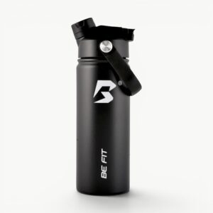 Midnight Black RVS drinkfles 500ml van Be Fit; lekvrije Swigger drinkfles voor dagelijks gebruik.