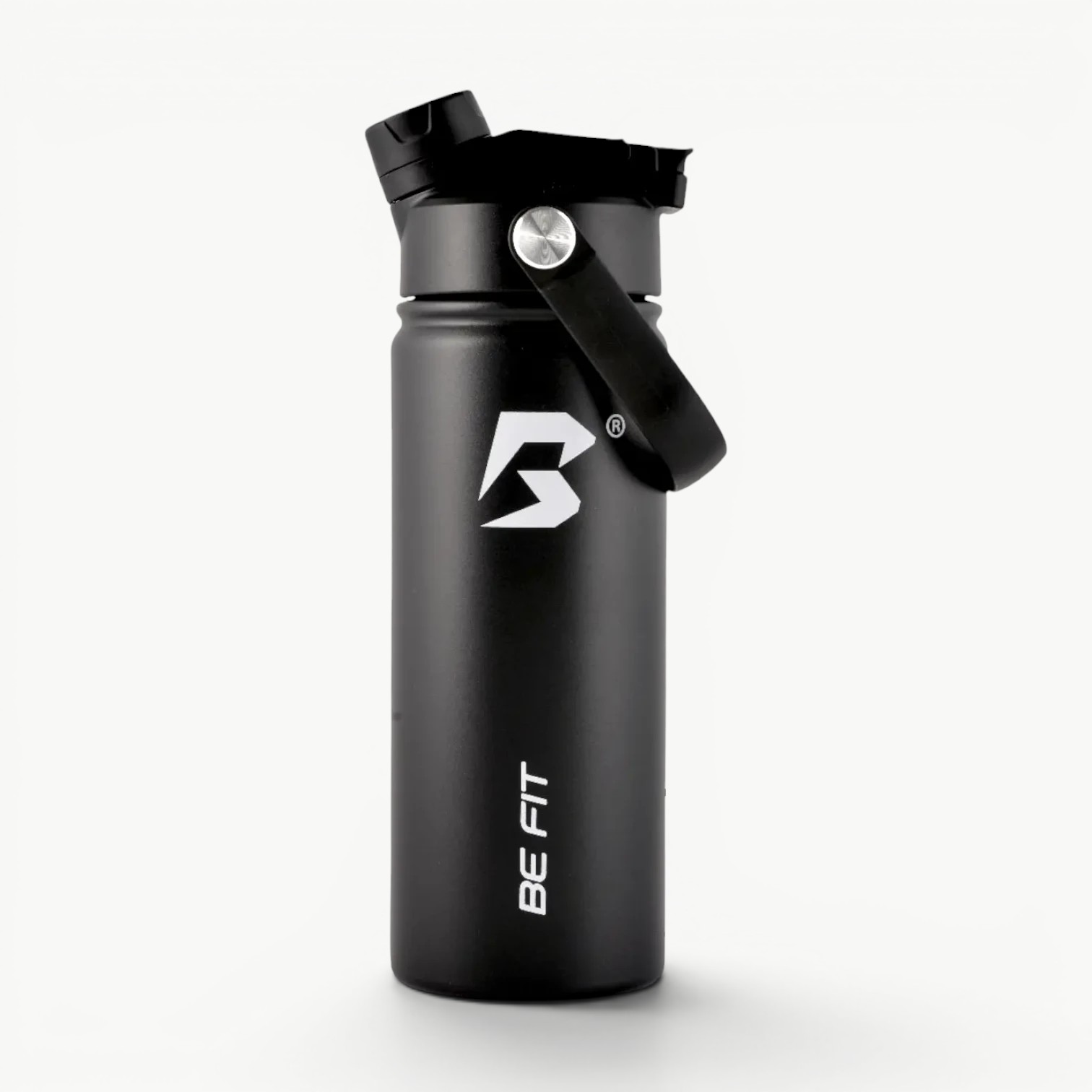 Midnight Black RVS drinkfles 500ml van Be Fit; lekvrije Swigger drinkfles.