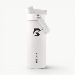 Witte RVS sportfles 500ml; Be Fit sportfles voor intensief gebruik.