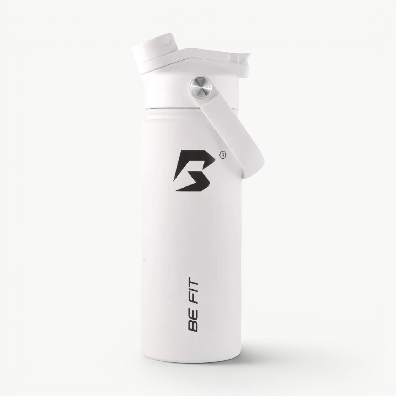 Witte isolerende RVS sportfles 500ml; Be Fit Swigger sportfles rvs.