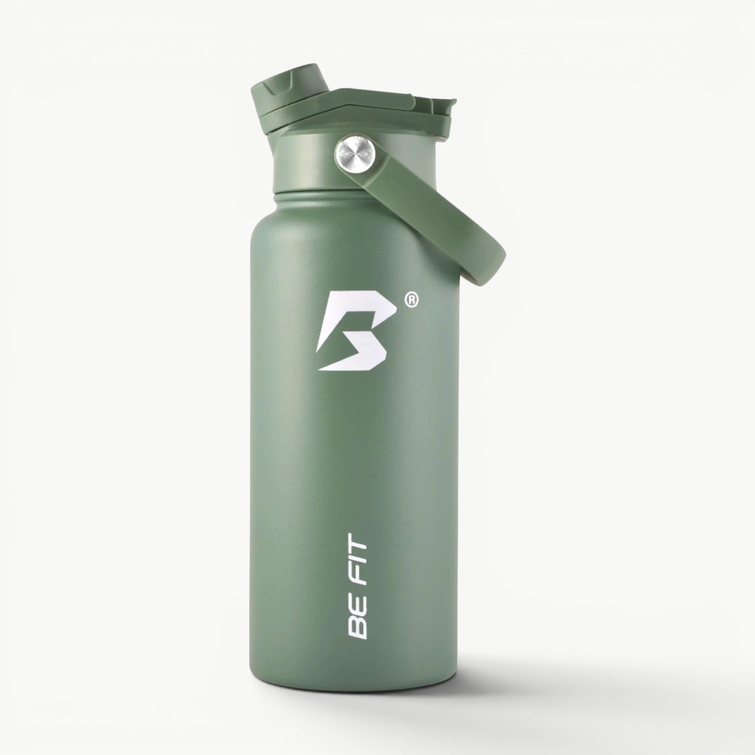 Forest Green RVS thermosfles 1 liter van Be Fit; robuuste Swigger outdoor.