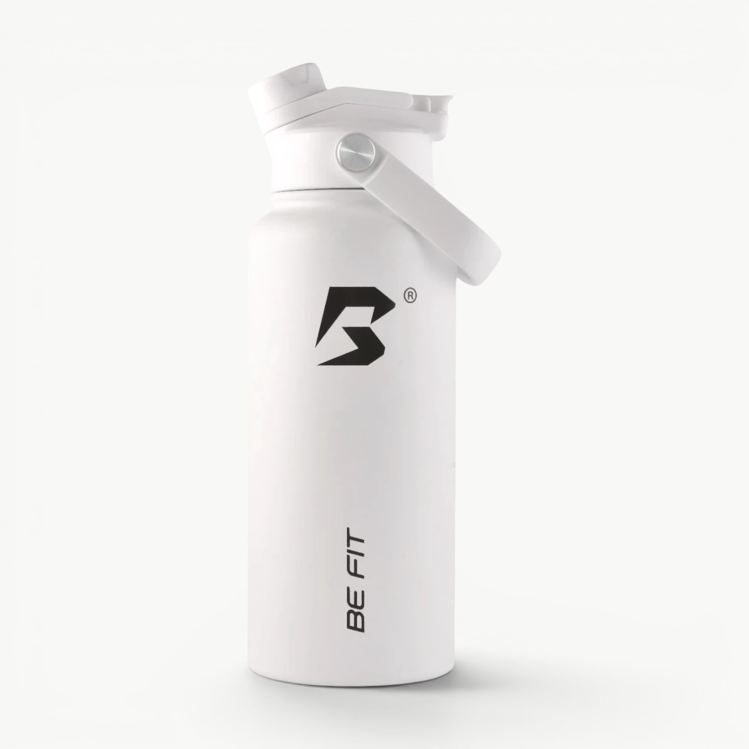 Isolerende witte RVS thermosfles 1 liter van Be Fit; dubbelwandige Swigger.