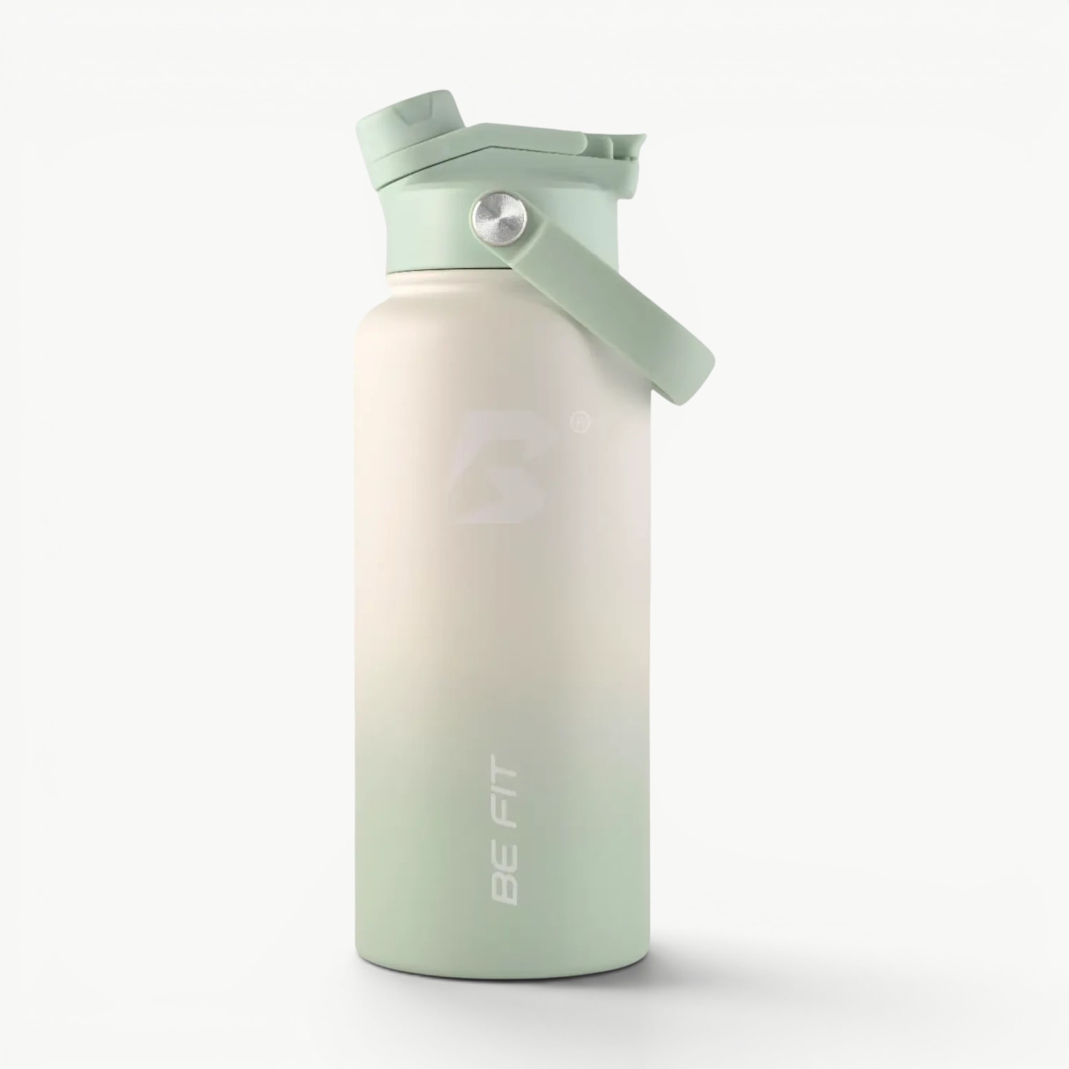 Mintgroene RVS waterfles 1 liter van Be Fit; waterflessen bedrukken naam.