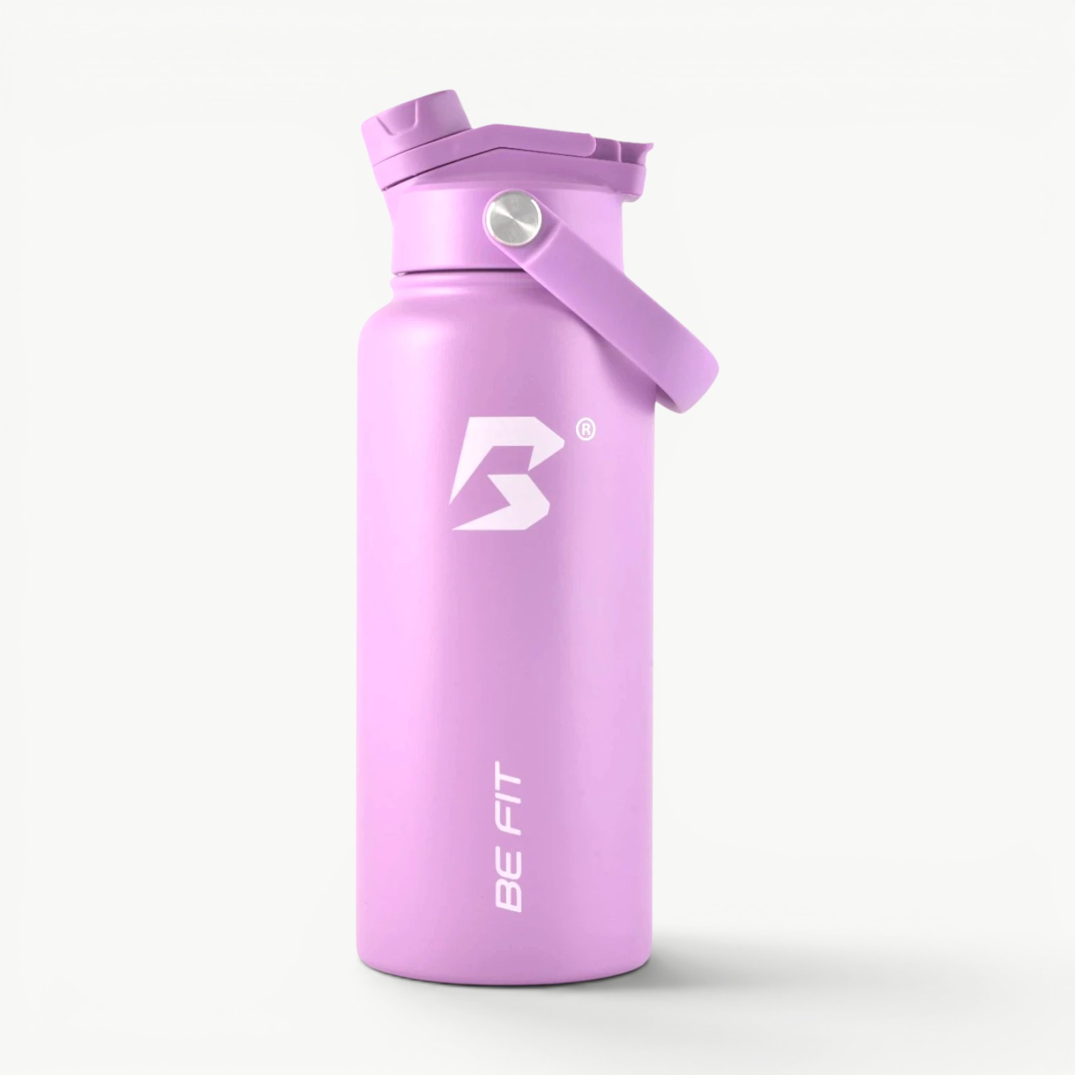 Paarse sportfles 1 liter RVS van Be Fit; sportflessen bedrukken cadeau.