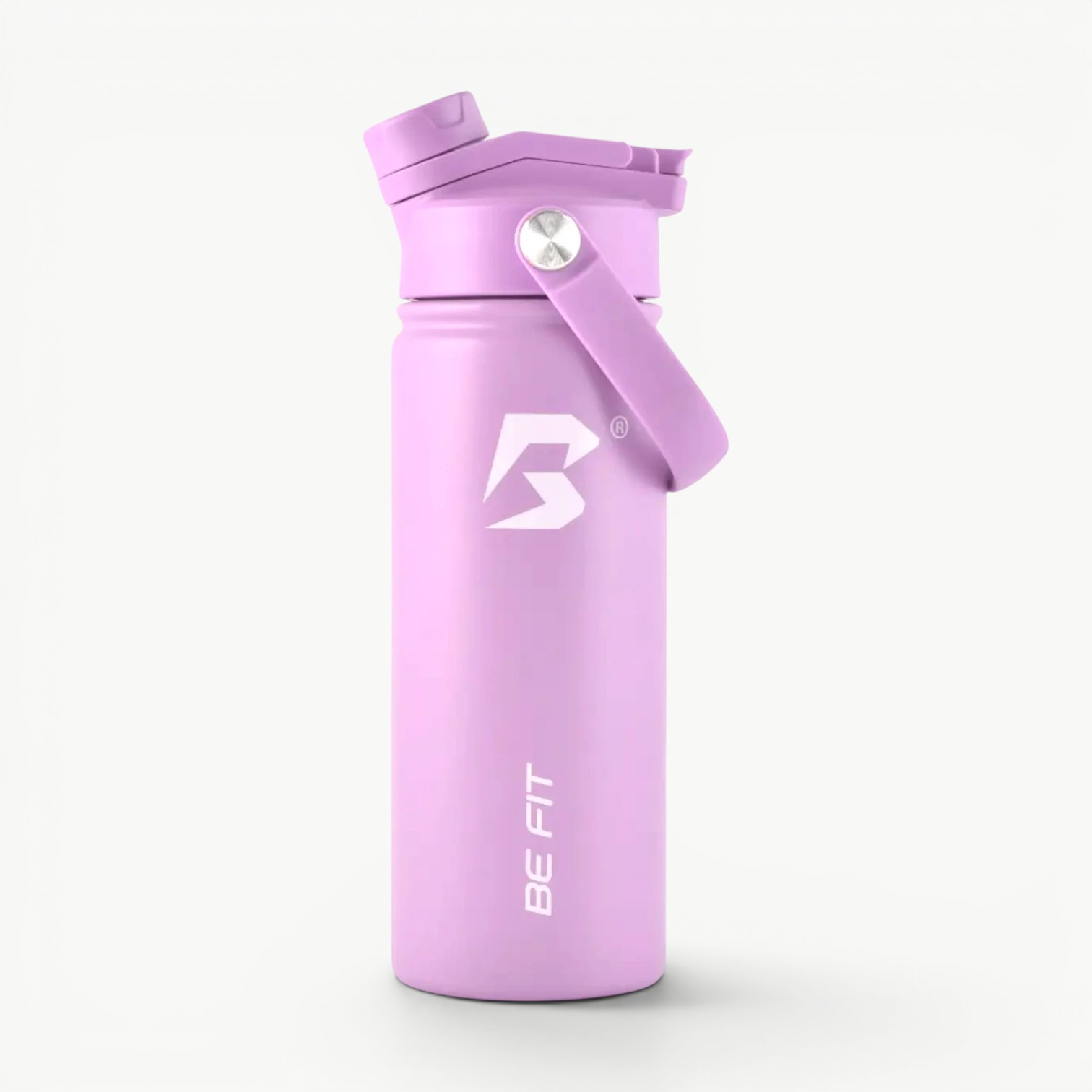 Paarse RVS thermosfles 500ml; Be Fit thermosflessen bedrukken gravering.